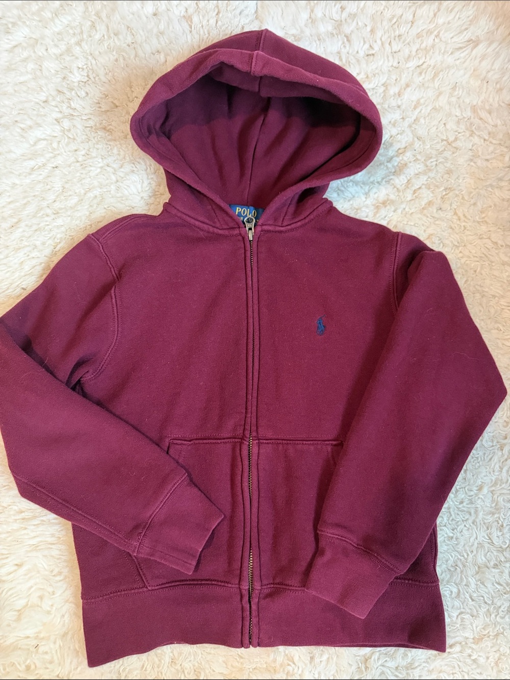 Excellent - Polo by Ralph Lauren Kids Maroon Full-Zip Hooded Sweatshirt S (8)